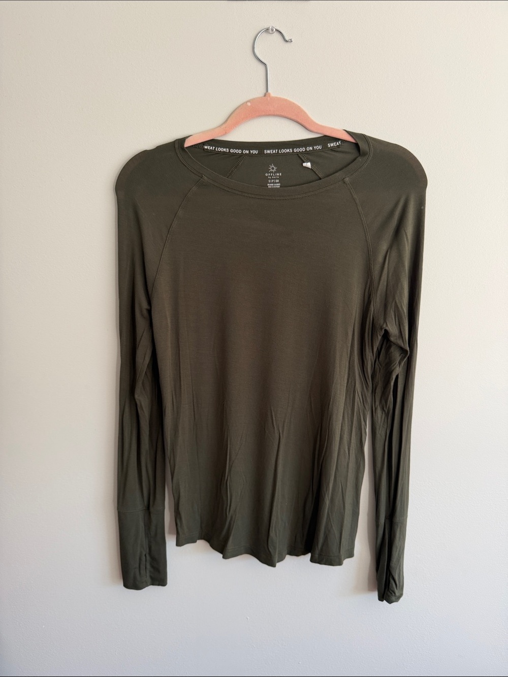 aerie Olive Green Offline Crewneck Tee